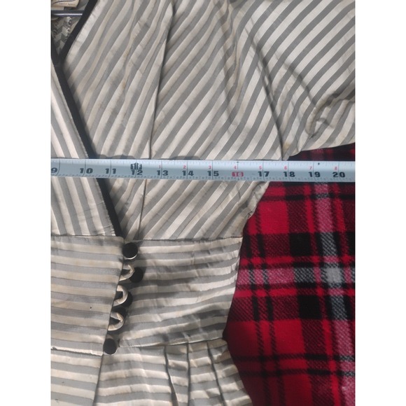 Vintage 1940/1950s Wrap Stripped Velvet Dress Super Rare - Picture 8 of 9